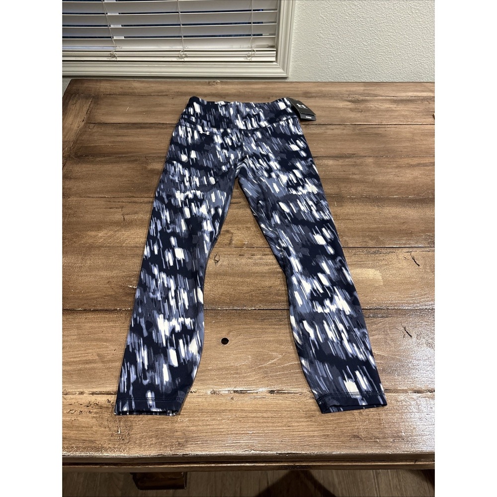 Under Armour Womens Motion High Rise Ankle Leggings Blue Print Sz Small NWT